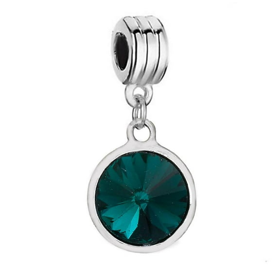 Sexy Sparkles Birthstone May Dangling Charm Spacer Beads for Bracelets or Necklace European Compatible - Zinc Based Alloy & Glass