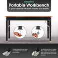 thumbnail image 2 of Banc de Travail Réglable 60 x 22 Pouces, Table en Bois de Caoutchouc Capacité de 2000 Lb, Établi Roulant Poste de Travail Robuste avec Prises de Courant et Roulettes Pivotantes, 2 of 6