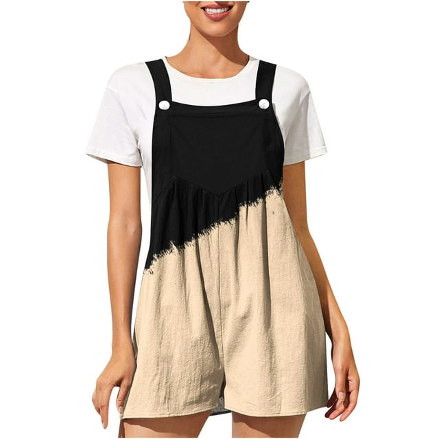 Bowake Combishort Ample Sans Manches Imprimé pour Femmes, Blanc, 1, Taille Unique