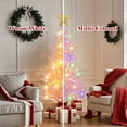 thumbnail image 6 of 4 FT Pink Prelit Flocked Christmas Tree, 472 PE&PVC Tips Artificial Xmas Tree, 8 Lighting Modes 150 LED Pink Tree Flame Retardant, Hinged Design, Foot Pedal Switch for Home Office Decoration, 6 of 7