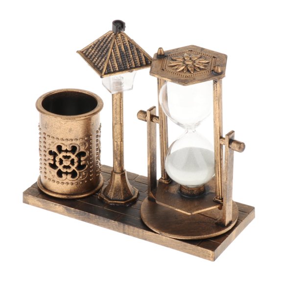 simhoa 1 Minute Hourglass Sand Timer, Vintage White Sand Clock, Sand Watch 1 Min, Unique Glass Rotating Sandglass for Home, Office Decoration Gold B