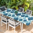 thumbnail image 2 of Blue Geometric Moroccan Table Cloths for 8 Foot Rectangle Tables, Abstract Art Blue Ombre Modern Patio Waterproof Elastic Fitted Tablecloths, Washable Rectangular Table Cover for Camping, 2 of 8