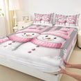 thumbnail image 3 of jejeloiu Christmas Snowmen Twin Sheet Sets,Geometric Stripes Lines Twin Fitted Sheet,Pink White Gray Flat Sheet For Girls Boys,Reathable Home Decor,3-Piece, 3 of 7