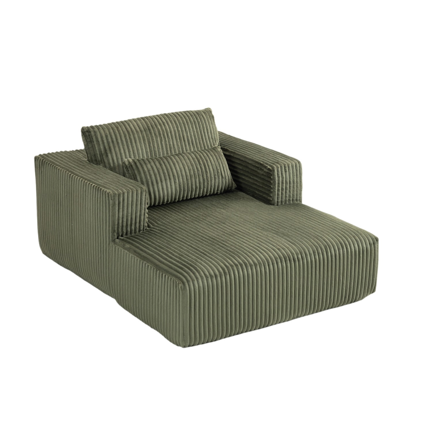 Hommoo Compressed Sofa Couch Bed with 2 Lumbar Pillows, Modern Corduroy Fabric Convertible Sleeper, for Living Room, Bedroom & Apartment, Green