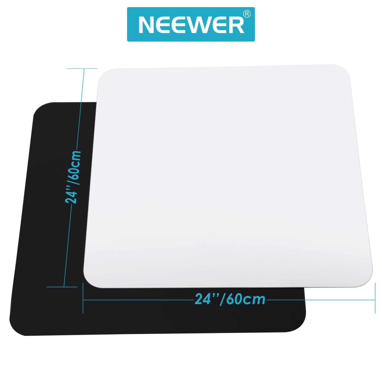 Set of 2 60x60cm Black & White Reflective Acrylic Boards for Product Photography 