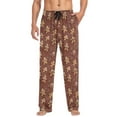 thumbnail image 4 of Men's Lightweight Pajama Bottoms Gingerbread Man Repeat Pattern Stretch Elastic Waist Side Pockets Spring Fall, 4 of 7
