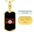 thumbnail image 3 of Baseball Mom Stainless Steel or 18k Gold Premium Swivel Dog Tag Keychain, 3 of 16
