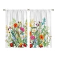thumbnail image 2 of Watercolor Wildflower Butterfly Tier Curtain,Light Filtering Washable Short Cafe Window Curtain for Kitchen,Laundry,Home Decor,1 Pair, 2 of 6