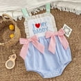 thumbnail image 2 of YDFCWXW Baby Girl Summer Clothes Bubble Romper Embroidery Ruffle Sleeve Smocked Bodysuit Cute Piece Outfit (Blue, 6-12 Months）, 2 of 6