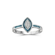 JewelersClub 1/4 Carat T.W. Blue And White Diamond Sterling Silver Marquise Shape Ring