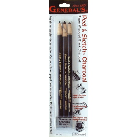 Peel & Sketch Charcoal Pencils 3/Pkg-, Fast shipping,Brand
