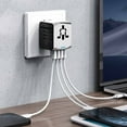 thumbnail image 2 of Universal Travel Adapter, International Charger 3 USB Ports & Type-C Charging Adaptor Cellphones,Laptop, All in One Travel Plug Adapter Over 200 Countries (USA UK EU AUS) (White) 651FC on Clearance, 2 of 6