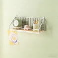 thumbnail image 5 of mfyjkho Wall Mounted Shelf, No Drill Hanging Storage Basket, Bedroom Office Iron Mesh and Wood Organizer, White, Medium Size 35X14X11Cm, 5 of 6