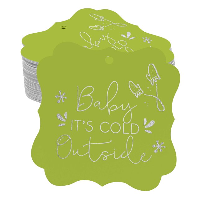 Inkdotpot Étiquettes Suspendues en Forme de Support en Papier Argenté Véritable pour Bébé, Lot de 50