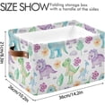 thumbnail image 4 of GZHJMY Storage Basket Cute Dinosaurs Foldable Canvas Laundry Baskets Bin Waterproof Inner Layer with Sturdy Handles for Toy Nursery Blanket Clothes 2 Pack, 4 of 7