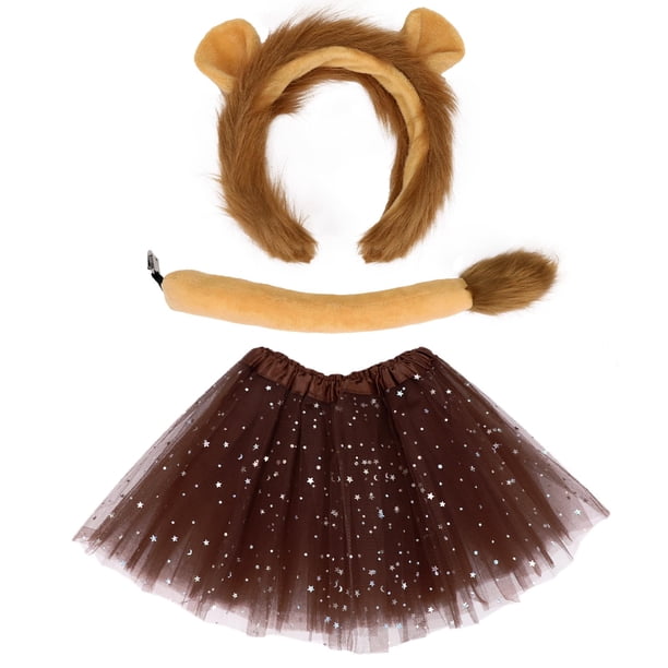 Set de disfraz CHUANGLI con orejas de león, diadema y tutú en forma de cola para mujer