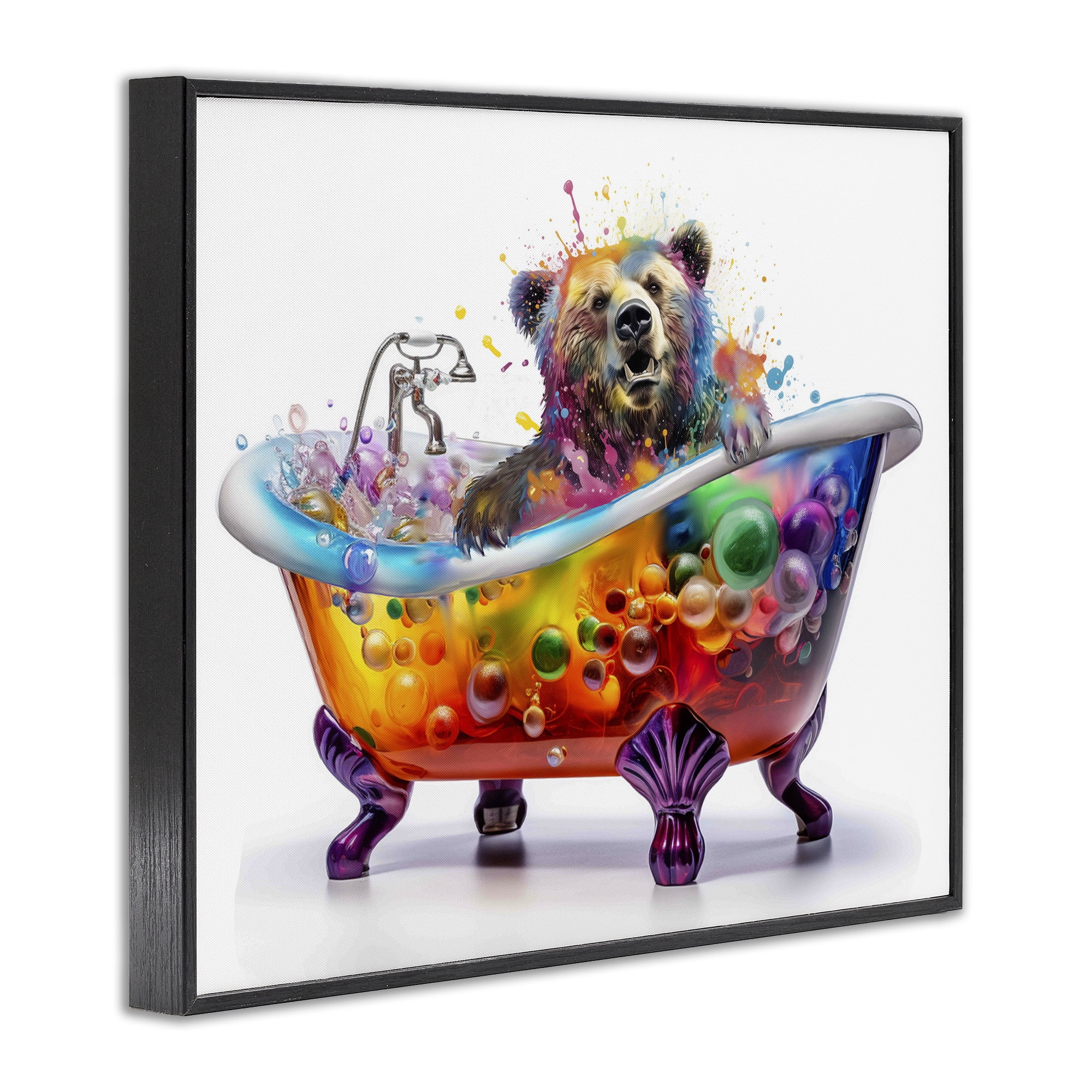 Stupell Industries Modern Bold Bubble Bath Typography Painting Black Framed Art Print Wall Art, 14 x 11