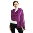 thumbnail image 5 of Pashmina Scarf for Women, Shawl Wrap for Evening Dress, Wedding, Bridesmaid, Bridal, Winter Warm Long Scarf, Large Fashion Accessory for Party, Travel, 2026 Fall Winter Outfits Purple, 5 of 7