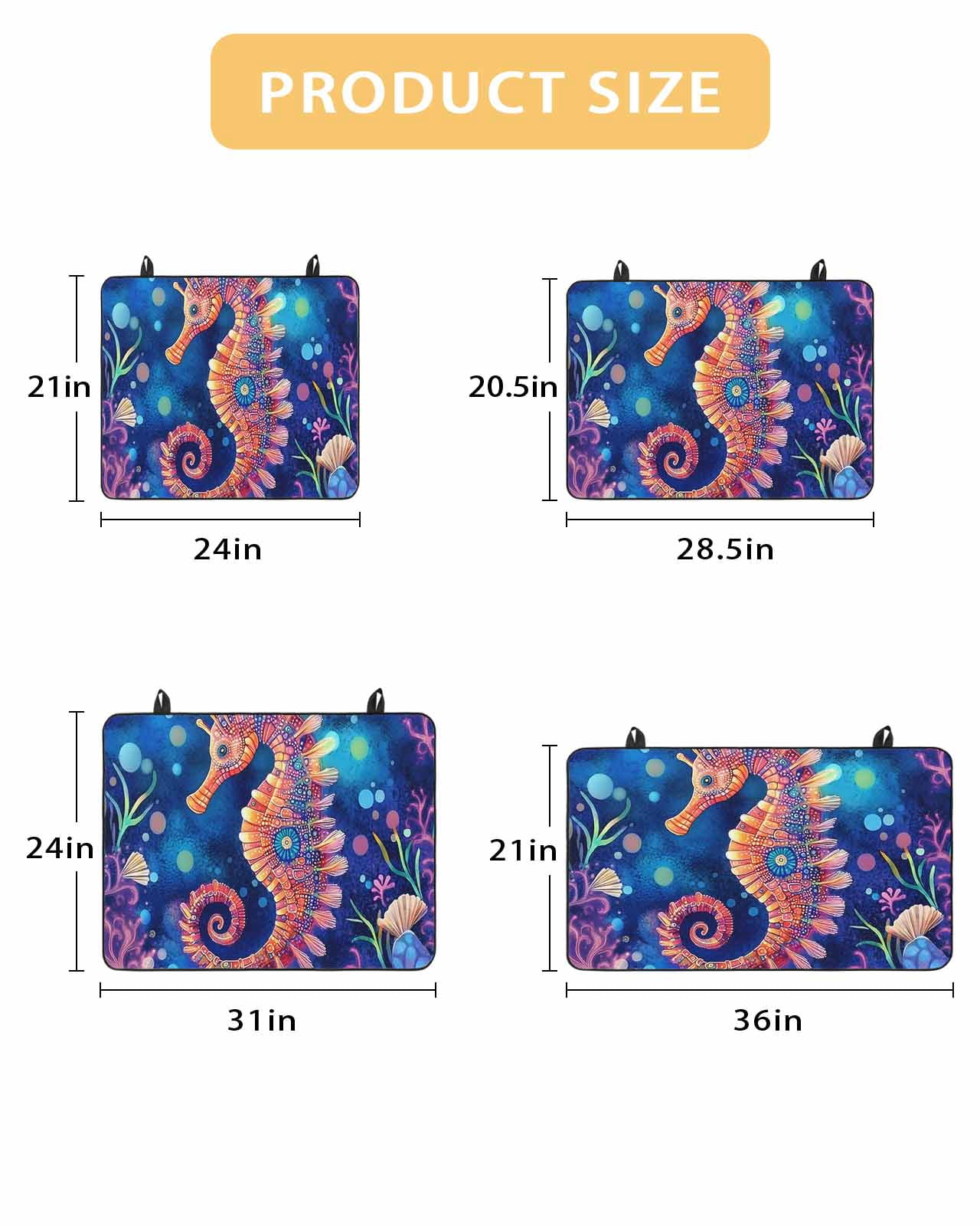 nqOlkjepod Large Induction Cooktop Protector Mat 24"x21", Coastal Seahorse Stove Top Covers for Electric Stove, Summer Watercolor Ocean Coral Stove Burner Cover Mats, Glass Top Stove Cover