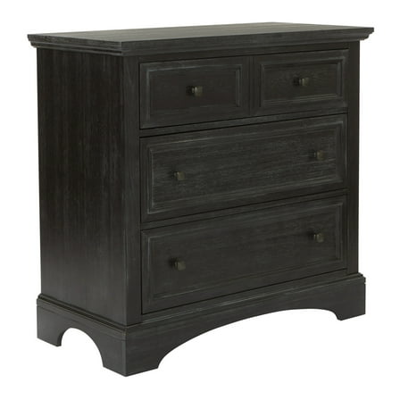 Farmhouse Basics 3 Drawer Chest in Rustic Black by OSP Home Furnishings