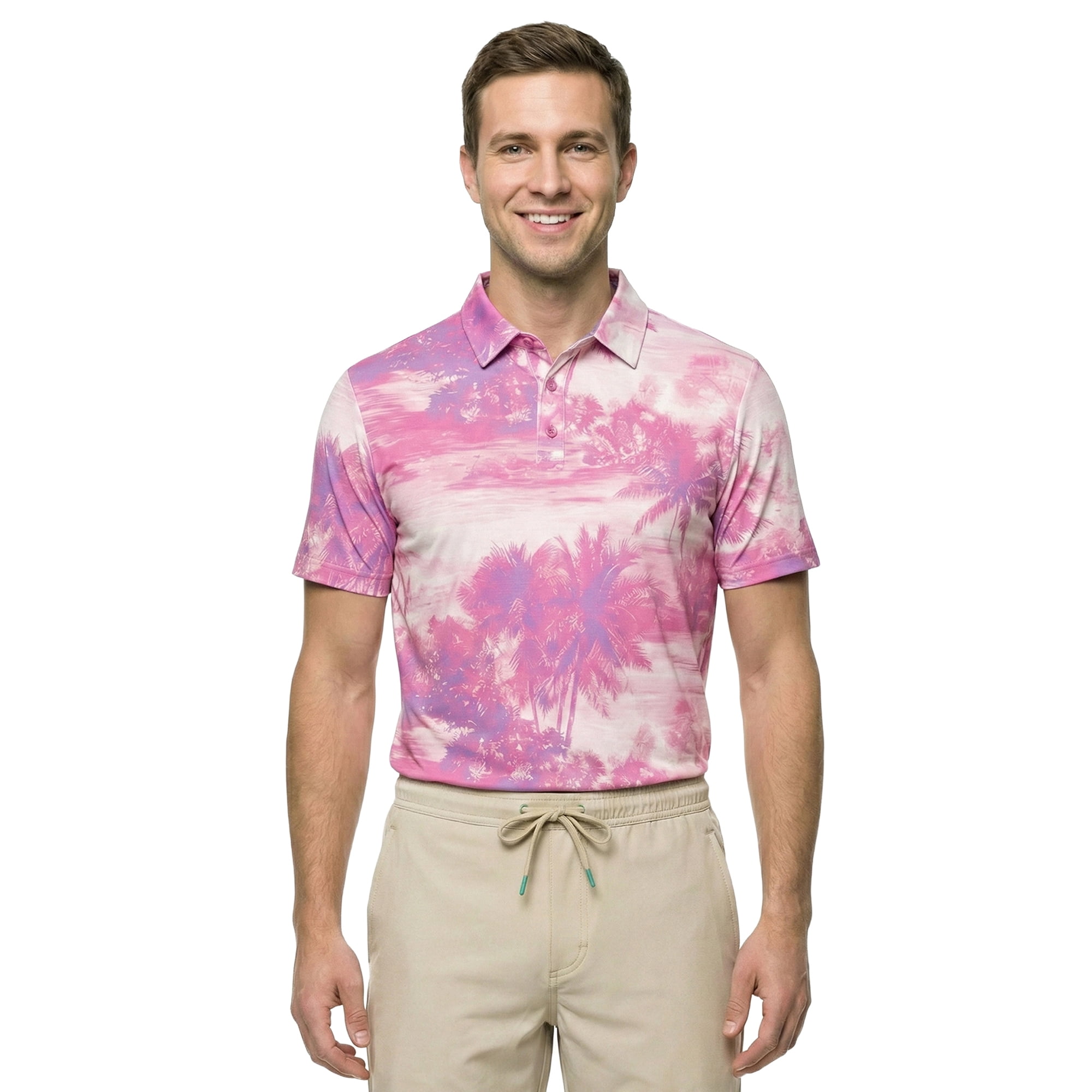 Birdie Bound Men's & Big & Tall Men's Vintage Honolulu Print Polo Top, Sizes XS to 4XLT