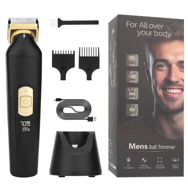 Recortadora de vello púbico para hombres, recortadora eléctrica, impermeable, inalámbrica y recargable, afeitadora corporal.