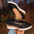 thumbnail image 2 of Women's Lace Wedge Shoes Dressy Pointed Toe Shoes Breathable Closed Toe Shoes Comfortable Slip On Casual Shoes, 2 of 9