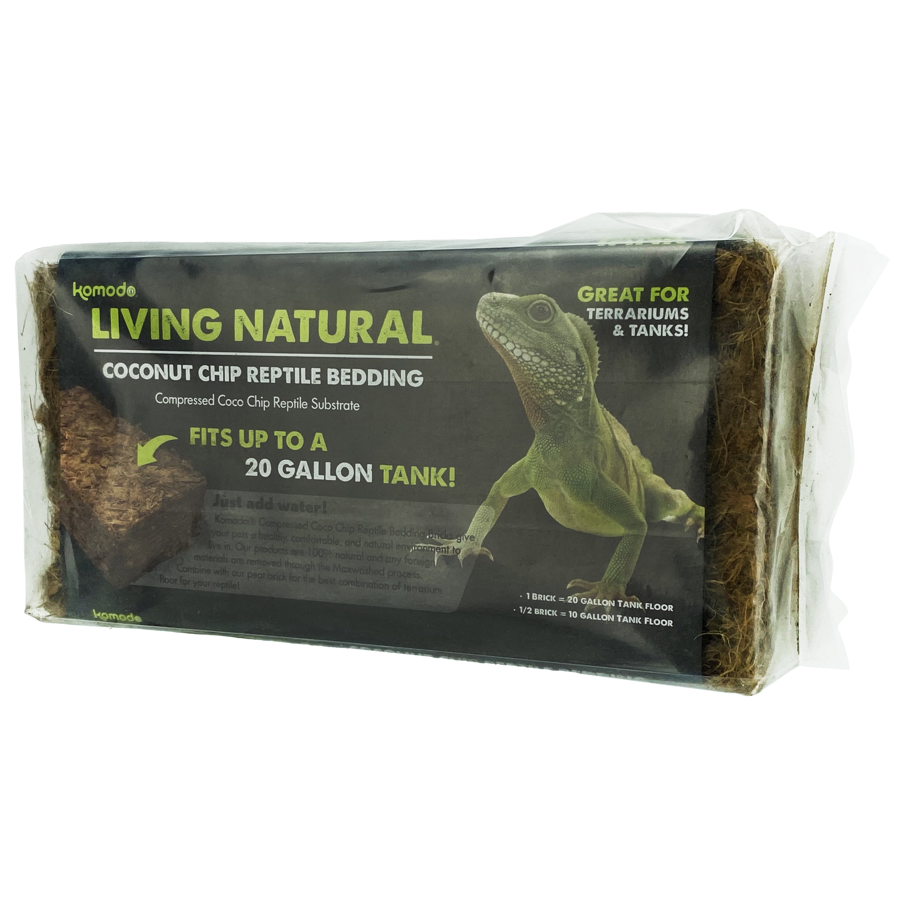 Komodo Compressed Coco Chip Brick, Reptile Bedding for Terrarium
