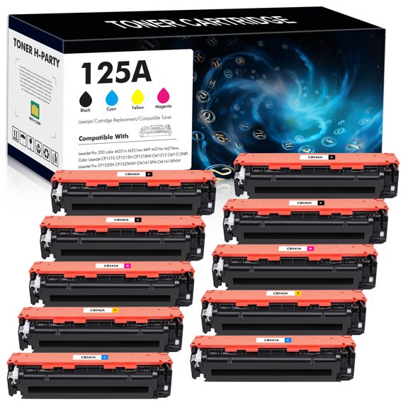 Compatible for HP 125A Toner Cartridge for HP CB540A LaserJet Pro CP1525N CM1415FN CM1415FNW MFP 4BK   2C   2M   2Y