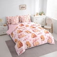 thumbnail image 2 of Erosebridal Cartoon Capybara 7-Piece Twin Bedding Sets For Kids,Pink Cherry Blossom Bedding Comforter Set For Cute Animals Lover ,Reversible Pink, 2 of 7