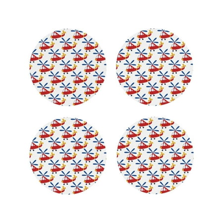 

Leather Coasters with Heat-resistant for Drinks cartoon helicopter -标题2 Round Shape