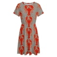 thumbnail image 4 of Lobster Art Prints Short Sleeve Dress Women Summer Evening Dresses Ladies Sundress, 4 of 7
