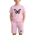 thumbnail image 2 of Amidoa Girls 2 Piece Outfits Summer Clothes Short Sleeve Cotton Floral Print T-Shirt and Casual Shorts Kids Clothing Sets Pink Size 4T, 2 of 9