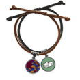 thumbnail image 1 of Pulsera de cuero con encanto de flor japonesa azul y oro Unbranded, 1 of 2