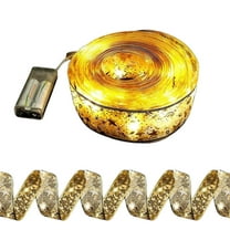 Beautynvta Christmas LED Light, Christmas String Light Ribbon, Flashing Hanging String Lamp, Battery Operated Multi-Purpose Light for Winter Home Wedding Party Decor, 32.8Ft, Gold