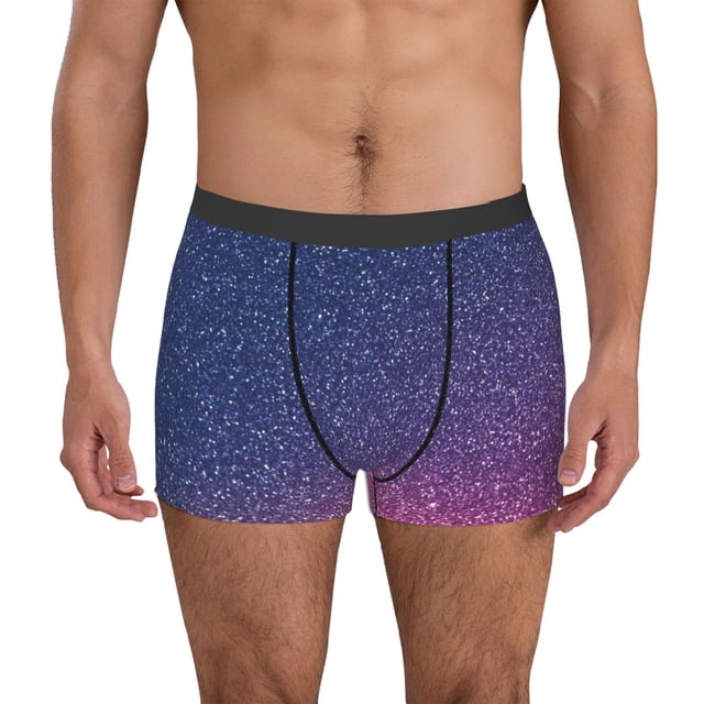 Fotbe Violet Glitter Calzoncillos Tipo Boxer con Bolsa de Soporte Total para Hombre, X-Temp Fresco, Transpirable y de Secado Rápido-Medium