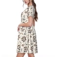 thumbnail image 2 of Xecao Ancre avec Corde pour Femmes Été Robe Midi à Manches Courtes avec Poches Robe Décontractée T-Shirt Fluide Robe de Plage, 2 of 6