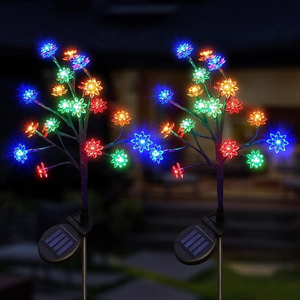 Luces Solares De Flores Decorativas, Paquete De 2 Luces De Hadas, Camino, Pasarela, Patio, Patio, Decoración De Paisaje, Decoración De Jardín De Navidad, Altura 66 Cm