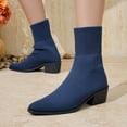 thumbnail image 3 of Stretch Ankle Boots for Women Pointed Toe Stacked Heel Knit Sock Booties Casual Dressu Fall Chelsea Boots, 3 of 8