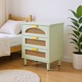 thumbnail image 4 of Resenkos Elegant Wood Nightstand, 20" Side Cabinet With 3 Drawers, Space-Saving Storage For Bedroom, Green, 4 of 12