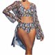thumbnail image 1 of Trajes de Baño de Bikini de Mujer con Correas Impresas V Sexy Split Set de Tres Piezas, Diseño de Corte Alto para la Piscina de Playa Y las Vacaciones de Verano, 1 of 9