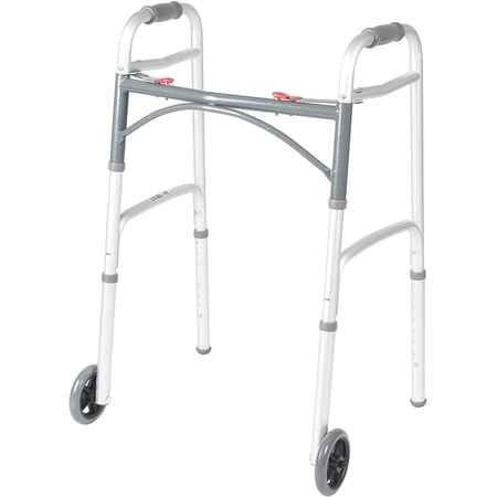 Drive Medical 10210-1 Deluxe Two Button Folding Walker with 5-Inch Wheels