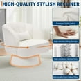 thumbnail image 4 of Modern Swivel Barrel Accent Chair, 360° Teddy Fabric Upholstered Armchair with Striped Backrest & Plush Padding, Comfy Round Lounge Chair for Living Room, Bedroom, Reading Nook, Beige, 4 of 8