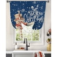 thumbnail image 3 of Blue Christmas Snowman Tie Up Curtains for Window, Vintage Xmas Snowflake Thermal Insulted Balloon Shade Adjustable Rod Pocket Curtains Valance Panels for Kitchen Bathroom Café 42 x 54, 3 of 7