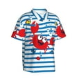 thumbnail image 2 of Fotbe Red Funny Crab On Blue Stripe Hawaiian Shirt For Men Unisex Summer Beach Casual Short Sleeve Cotton Linen Button Down Shirts-Medium, 2 of 9