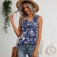 thumbnail image 5 of Womens Tank Tops Summer Sleeveless Loose Fit Tops V Neck Pleated Shirts Basic Tees Casual Trendy Clothes #02Navy 2XL, 5 of 7