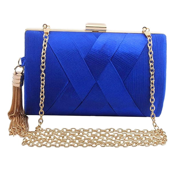 Bolso de noche de seda con borla elegante para mujer con correa de cadena Zulema Elegante bolso de mano con borla