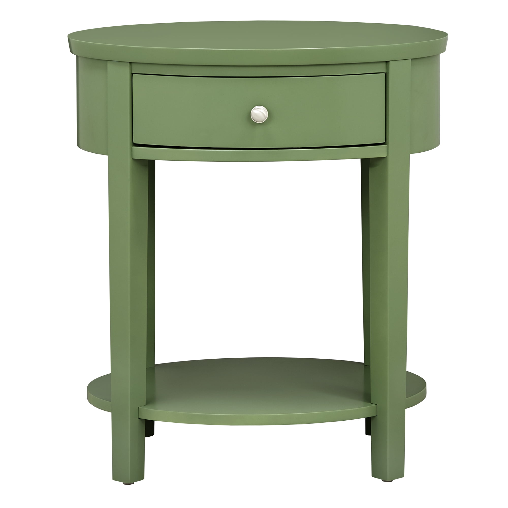 Weston Home Easley Circle End Table With Drawer And Lower Storage, Meadow Green