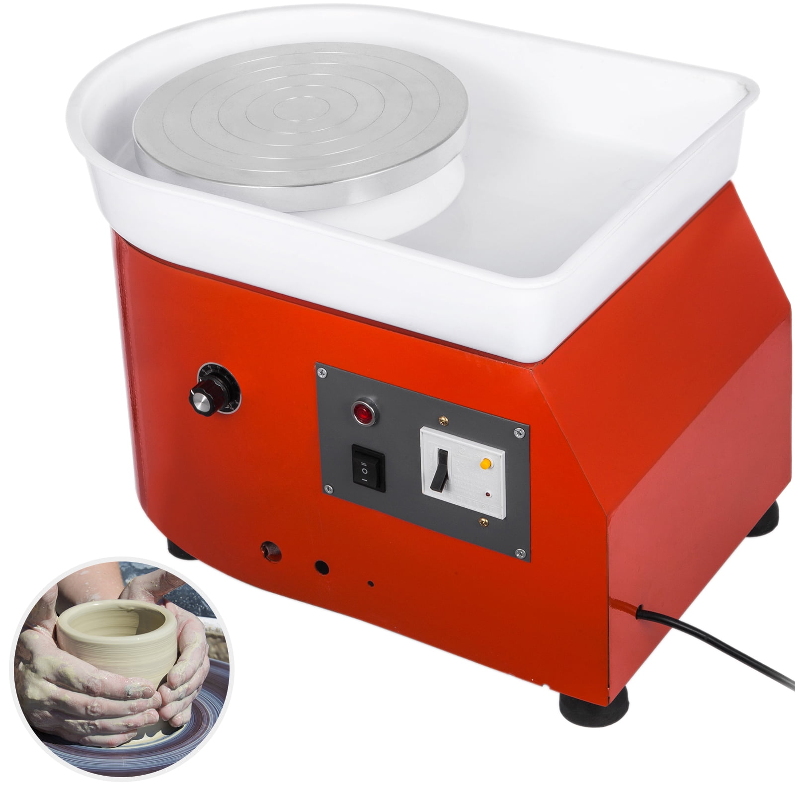 Red Dyna-Living Upgraded Mini Pottery Wheel Forming Machine with Tray for Children/Kids/Beginners/Adults Pottery Wheel Ceramic Pottery Wheel for DIY Ceramic Clay Work & Art Crafts 