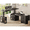 Black, variant on 63" Fluted L Shaped Electric Standing Desk with 3 Drawers and Storage Shelves, Farmhouse Executive Desk, Height Adjustable Home Office Desk